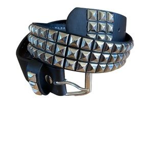 Studded black leather belt